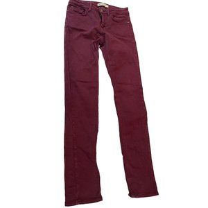 Zara Basic Womens Jeans Skinny Leg Z1975 Mid Rise Five Pockets Maroon Size 04